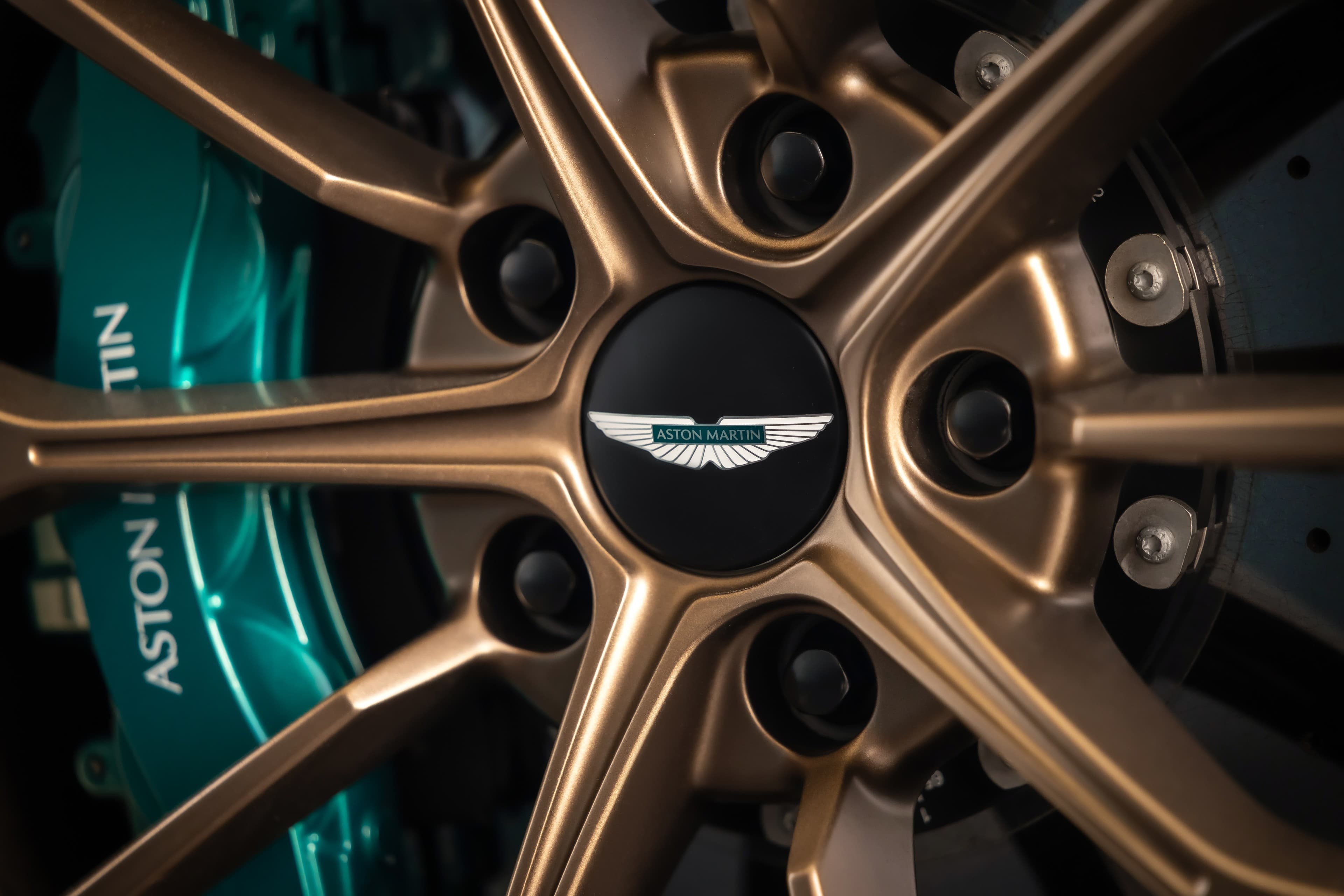 Aston Martin wheel center badge macro