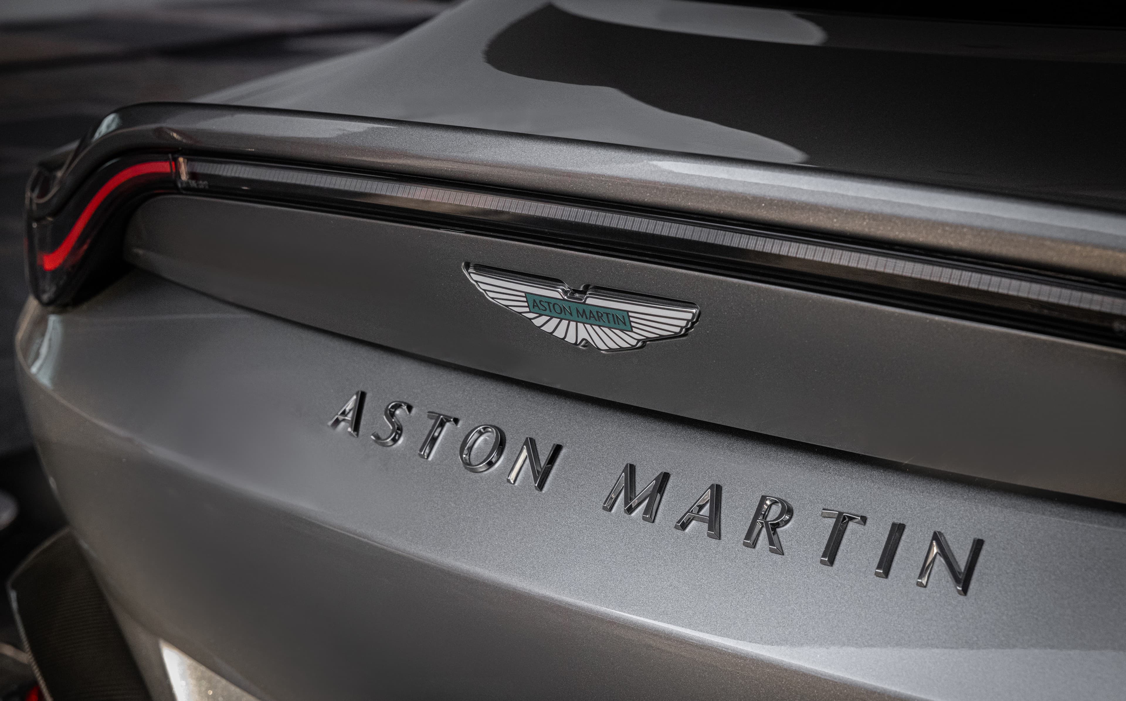 Aston Martin rear badge close-up