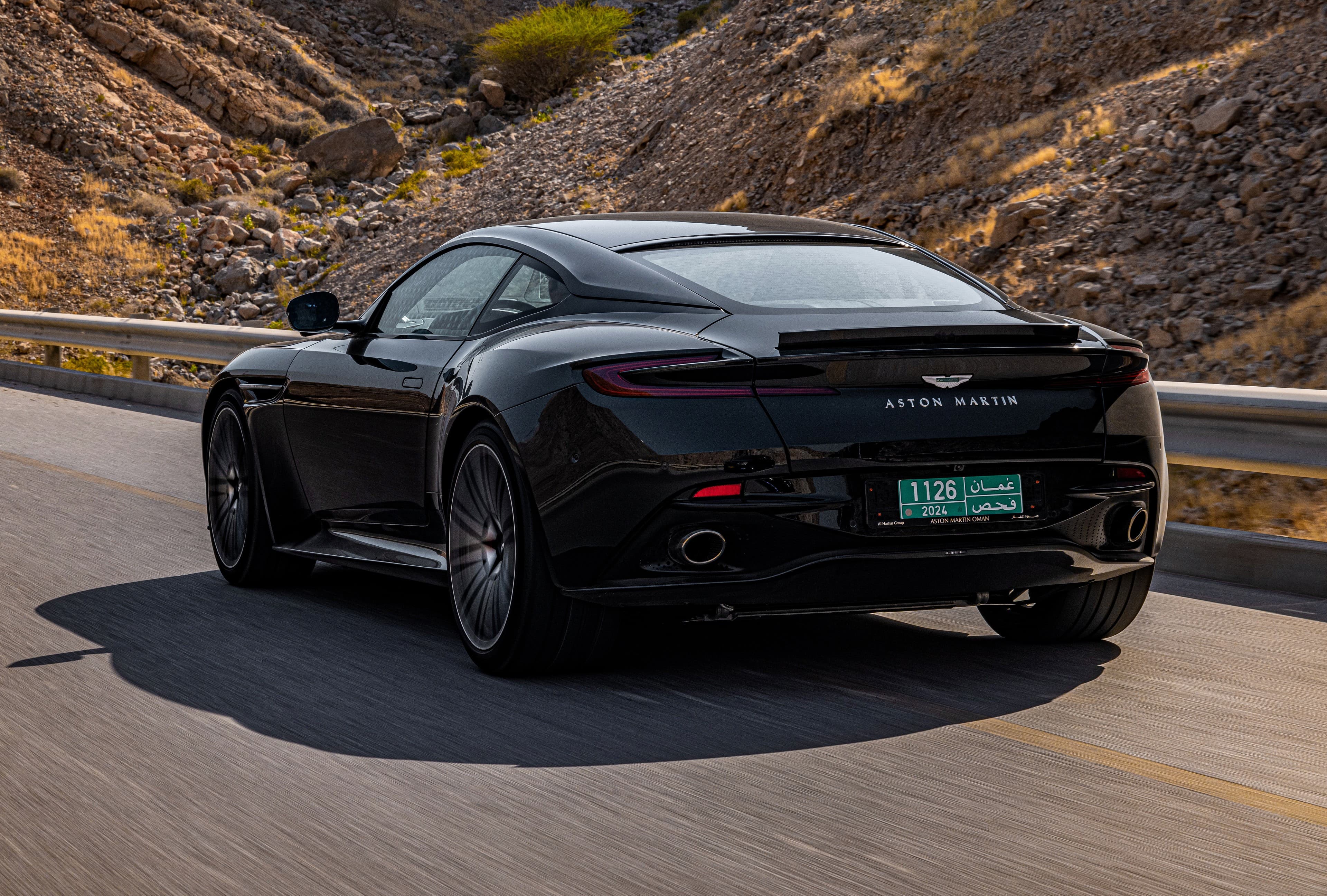 Aston Martin rolling rear three-quarter
