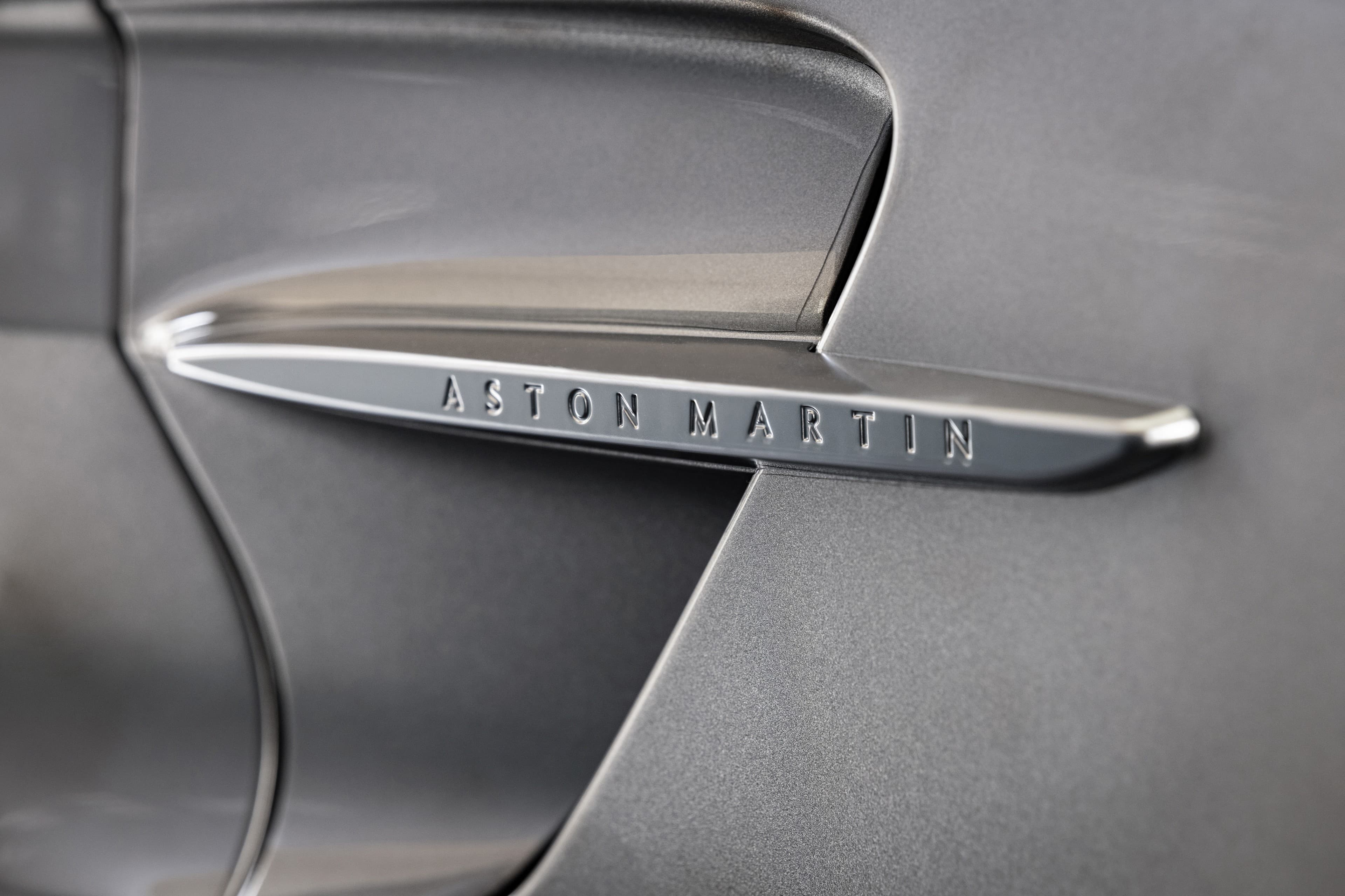 Aston Martin side badge close-up